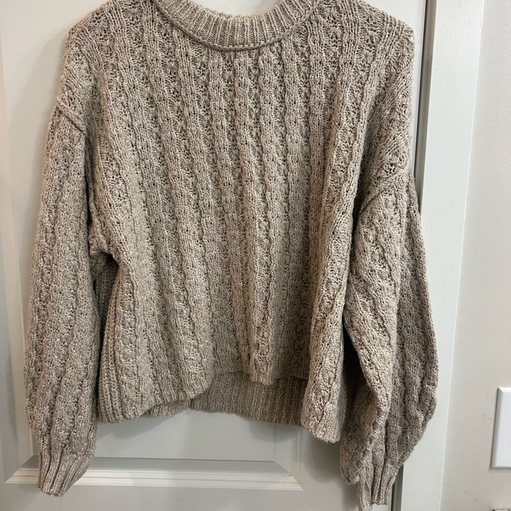 Blu Pepper Textured Knit Sweater - Taupe
